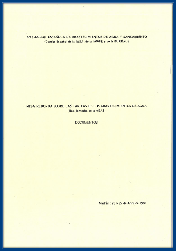 1981 - II Jornadas de AEAS. Mesa redonda sobre las tarifas de los abastecimientos de agua